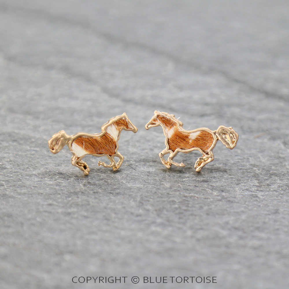 Genuine Leather Horse Stud Earrings