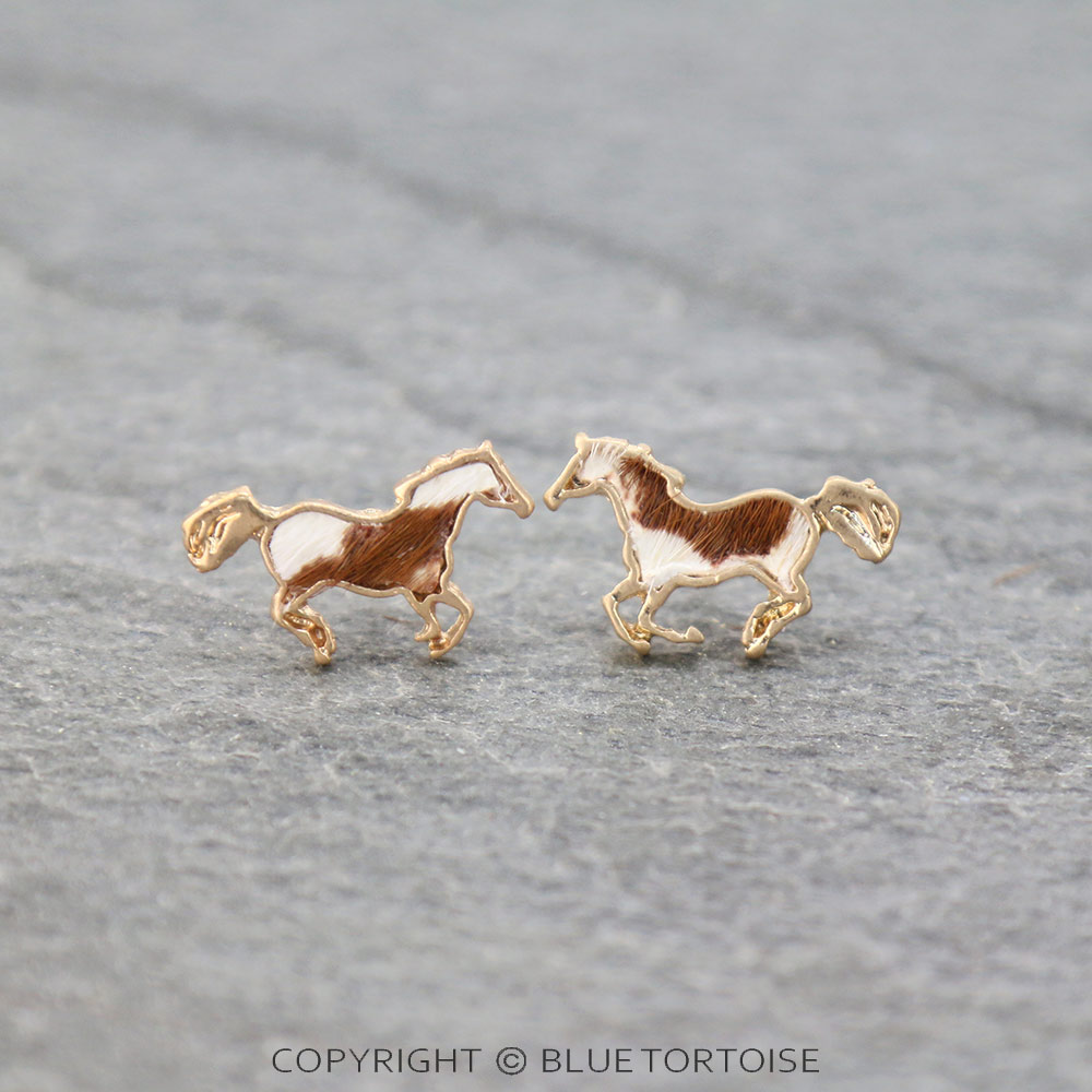 Genuine Leather Horse Stud Earrings