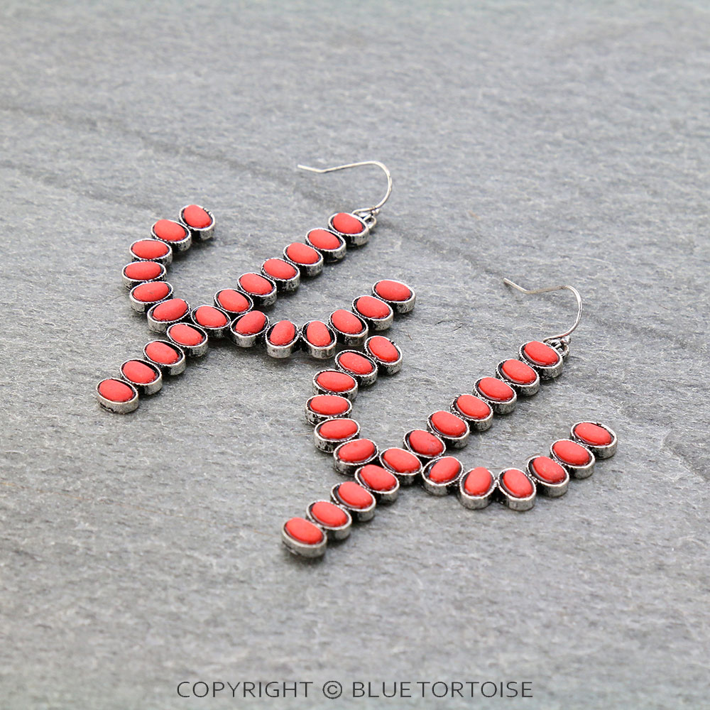 Cactus Semi Stone Fish Hook Earrings