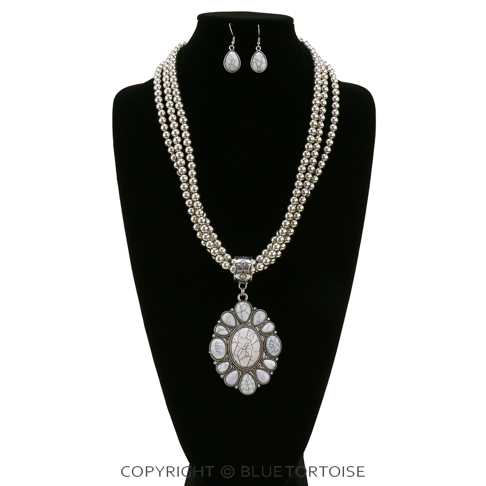 Western Concho with Stone Layered Necklace Set - Image 2
