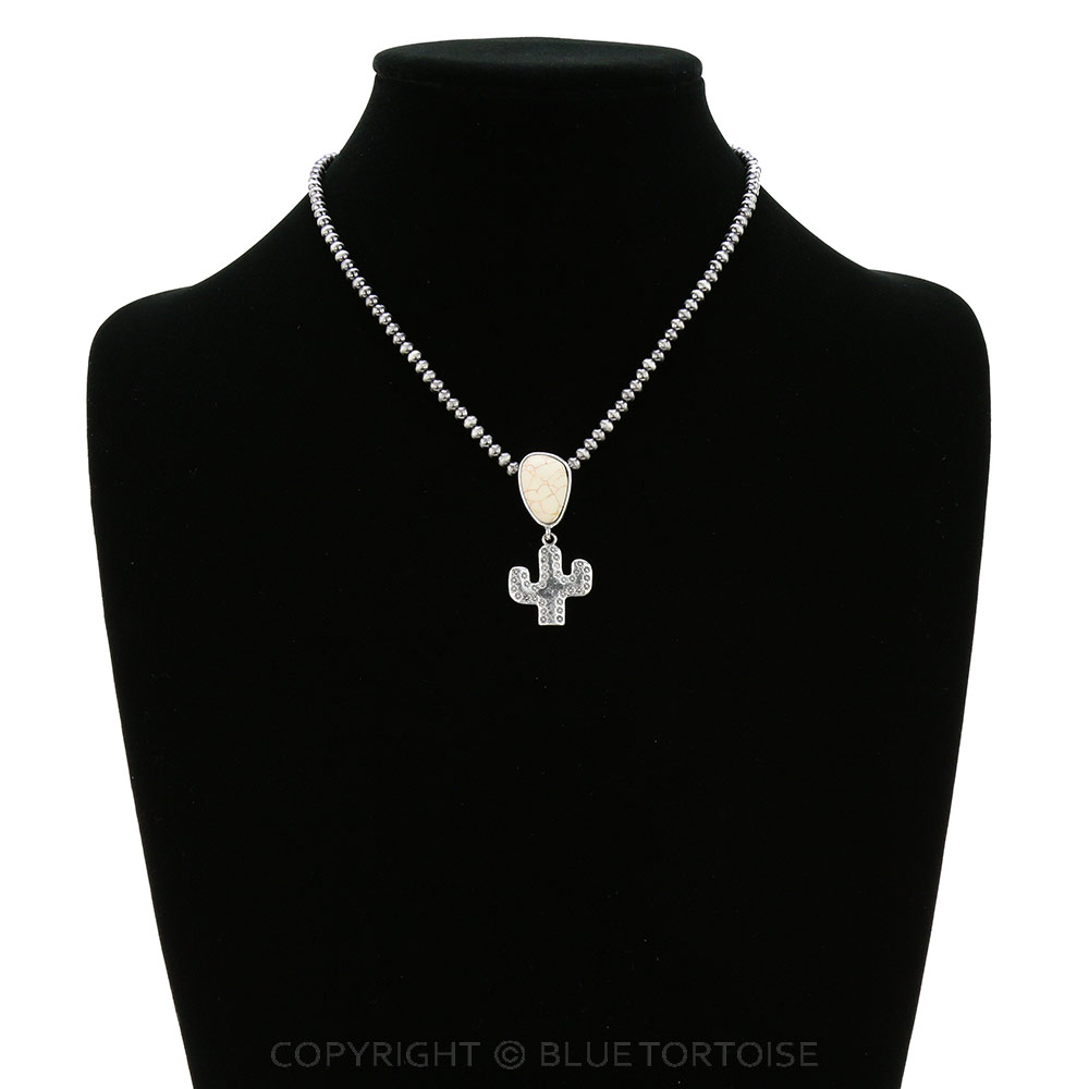 Western Cactus Stone Pendant Necklace - Image 2