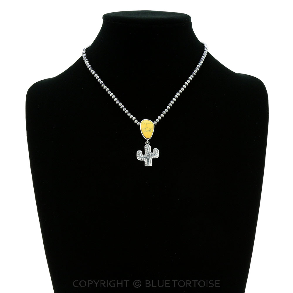 Western Cactus Stone Pendant Necklace - Image 2