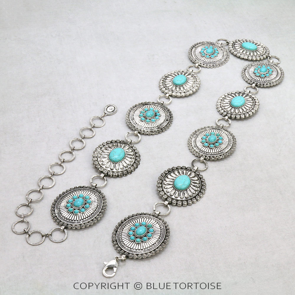 Western Concho with Stone Belt