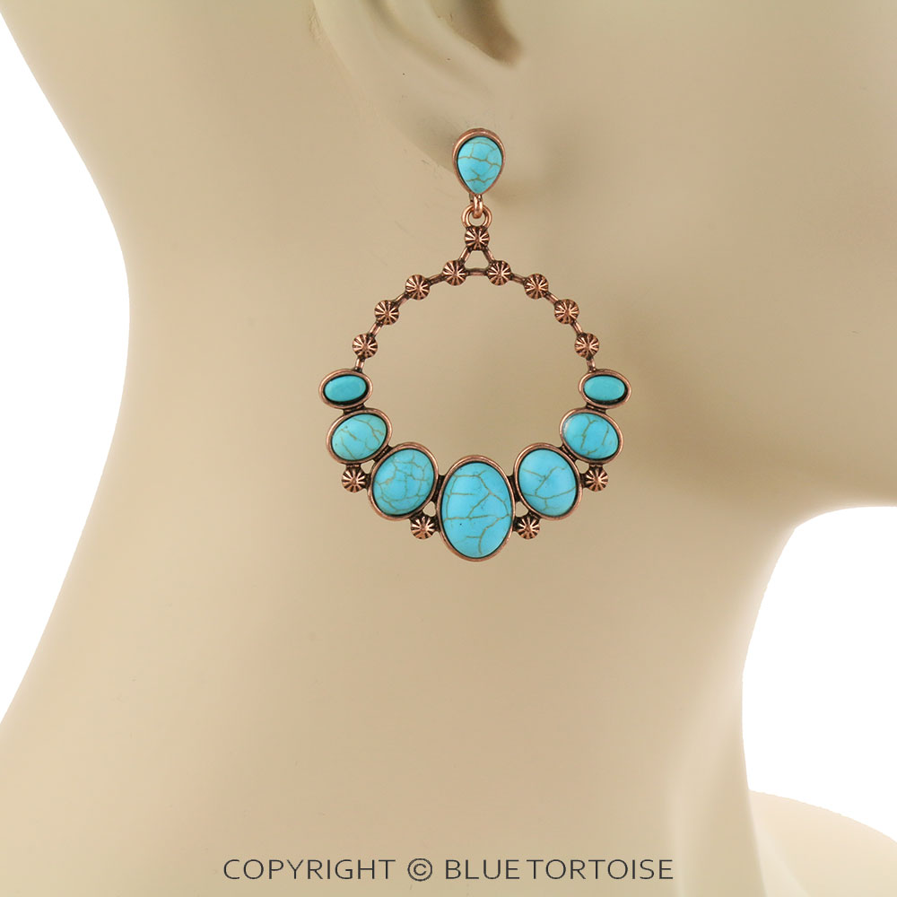 Western Style Stone Stud Earrings - Image 2