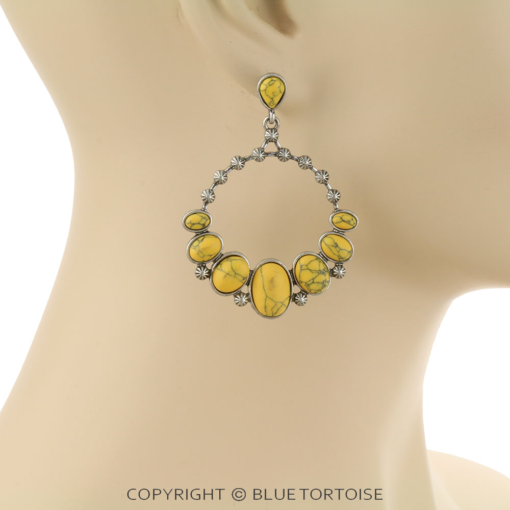 Western Style Stone Stud Earrings - Image 2