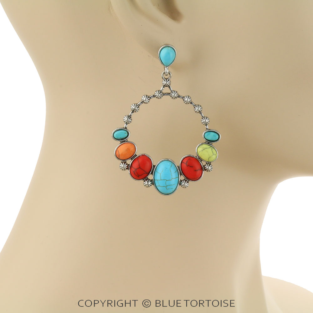 Western Style Stone Stud Earrings - Image 2