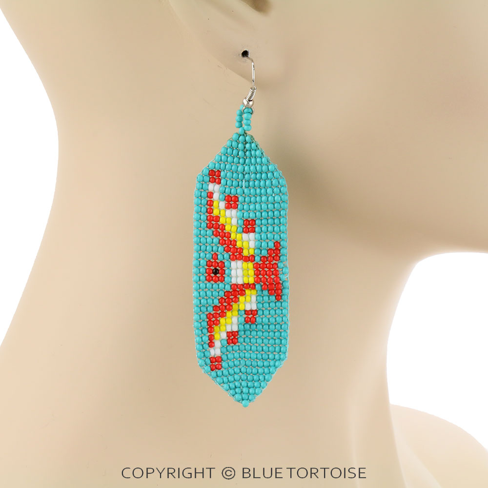 Thunderbird Seed Bead Dangle Earrings - Image 2