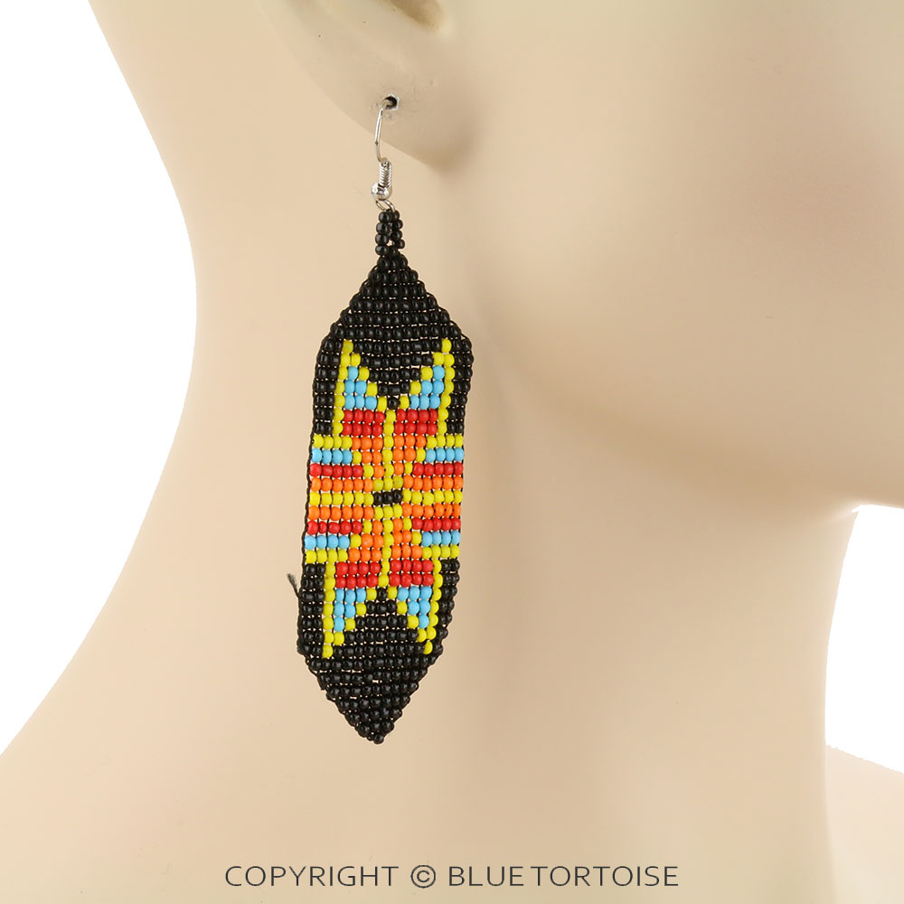 Aztec Seed Bead Dangle Earrings - Image 2