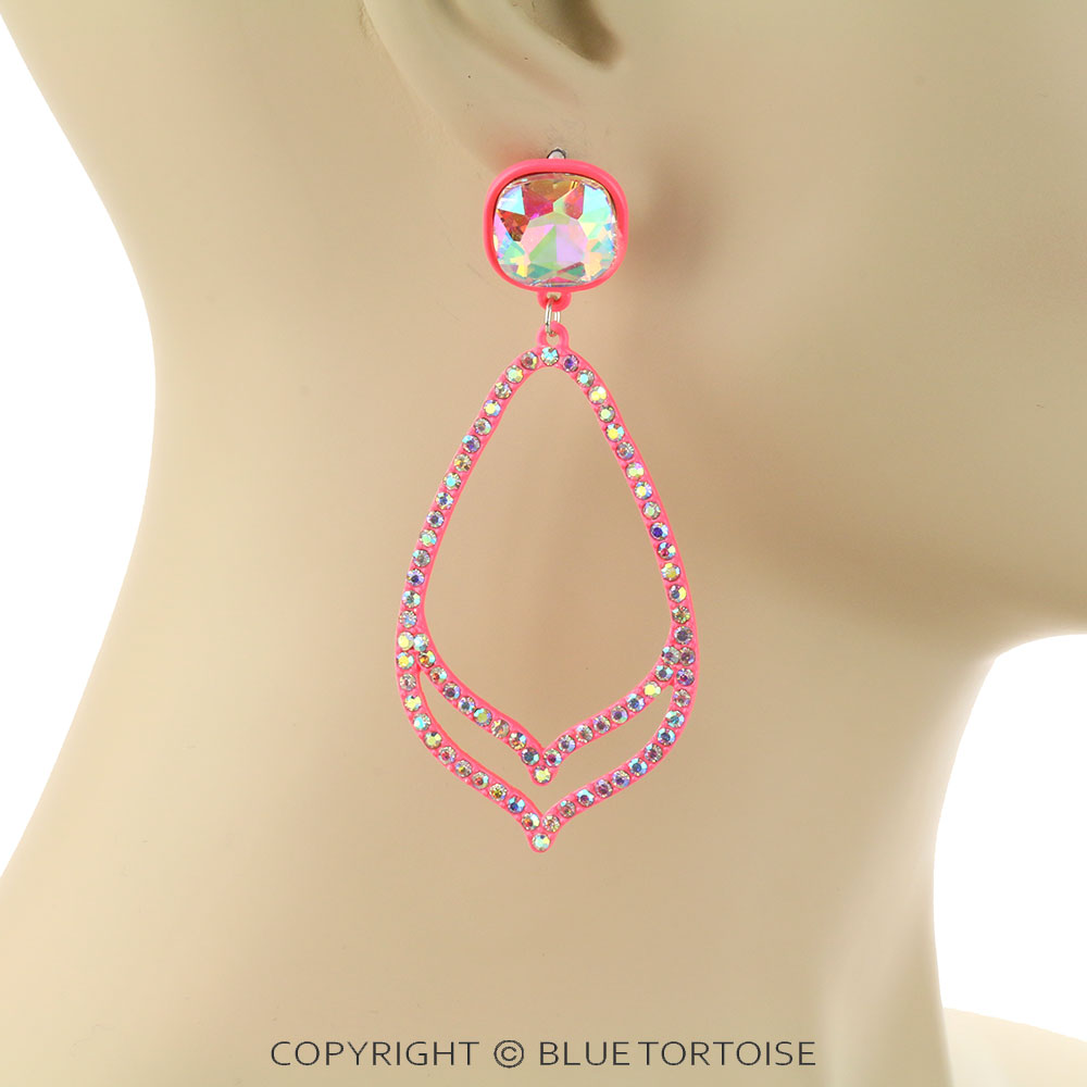 Teardrop with Glass Stone Stud Earrings - Image 2