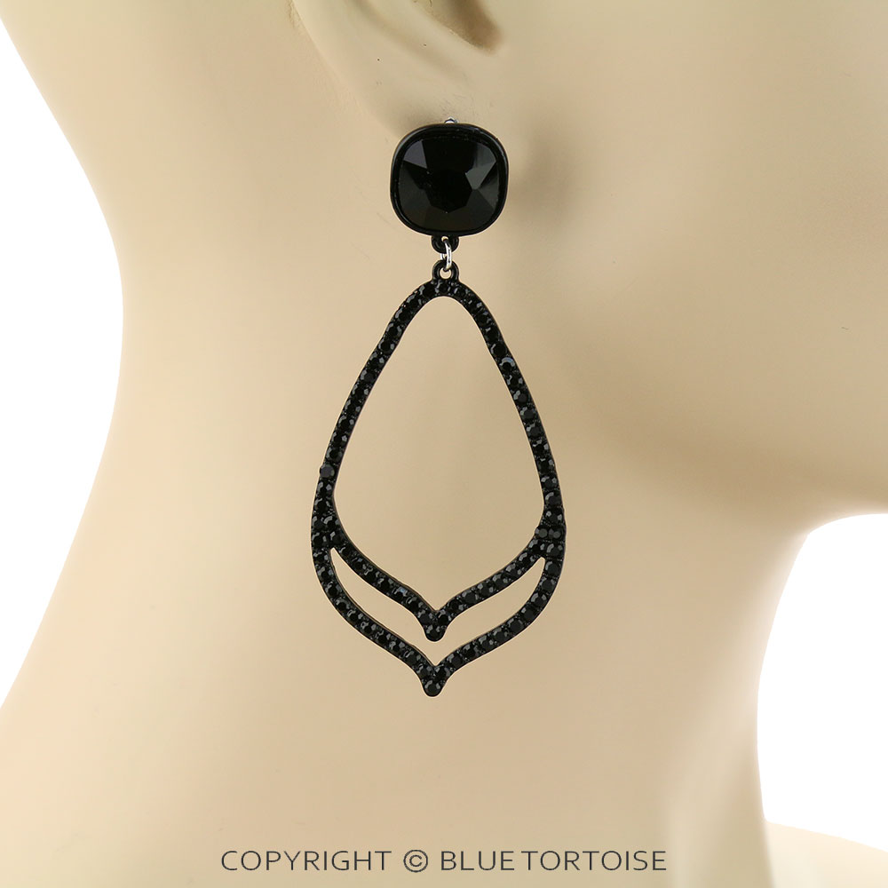 Teardrop with Glass Stone Stud Earrings - Image 2