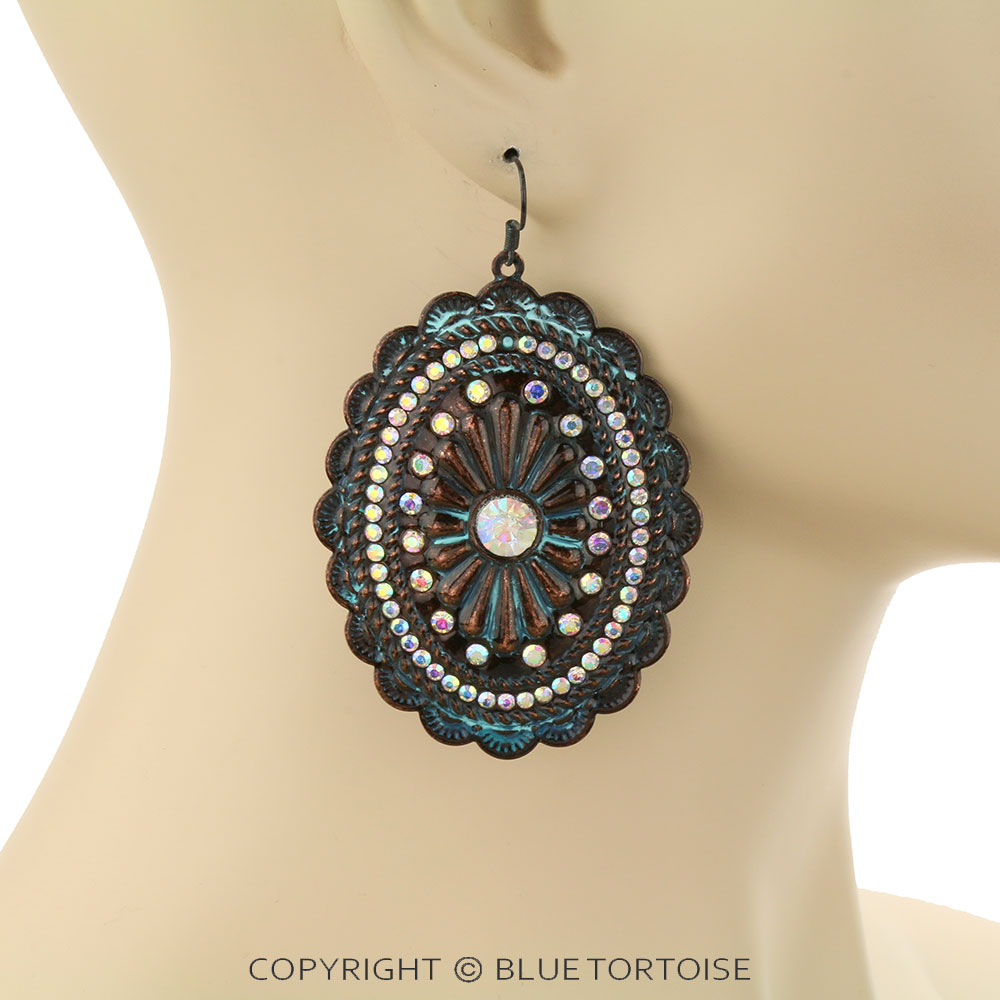 Large Concho Dangle Earrings - Image 2
