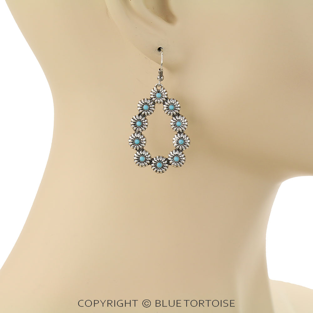 Western Concho Teardrop Dangle Earrings - Image 2