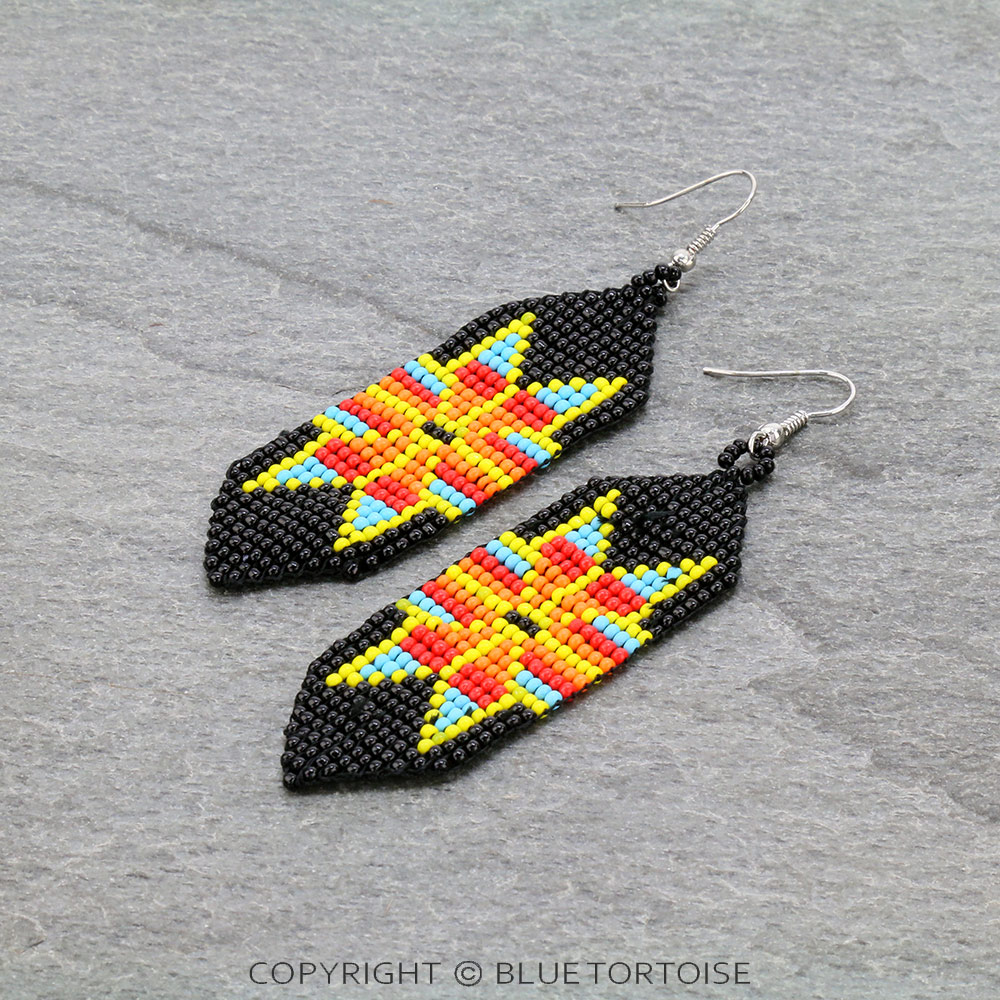 Aztec Seed Bead Dangle Earrings