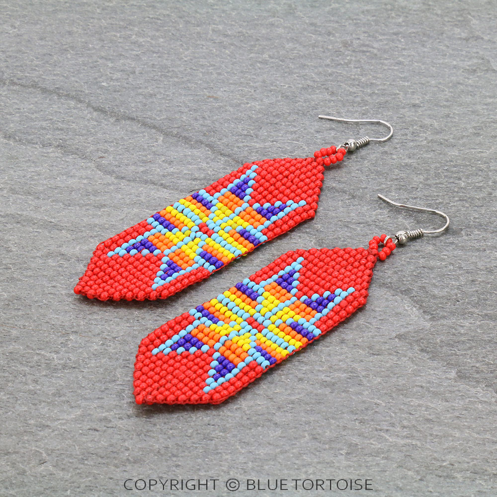 Aztec Seed Bead Dangle Earrings
