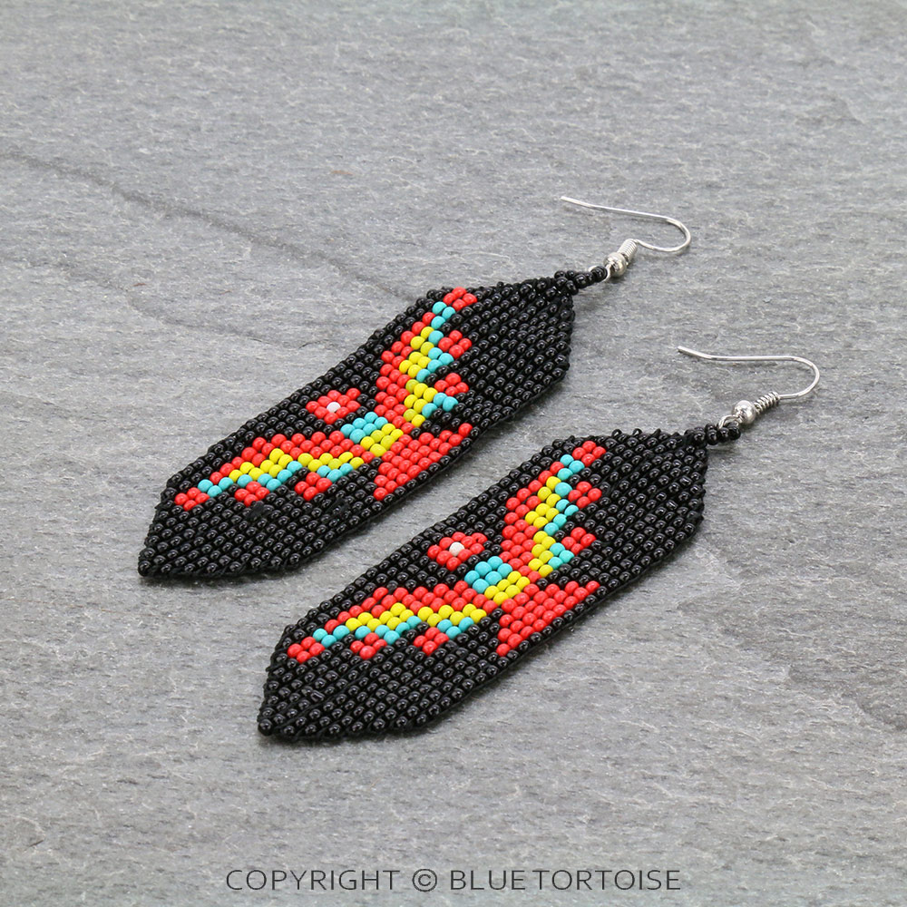 Thunderbird Seed Bead Dangle Earrings
