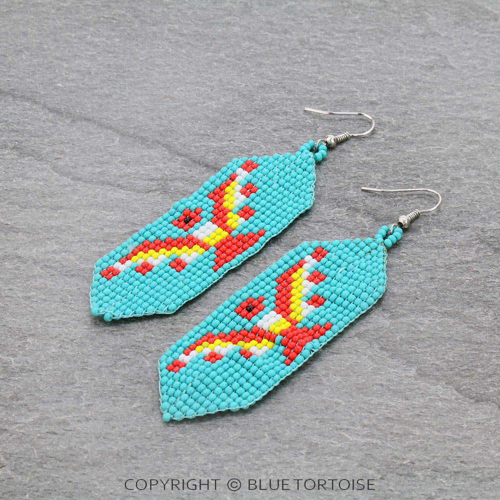Thunderbird Seed Bead Dangle Earrings