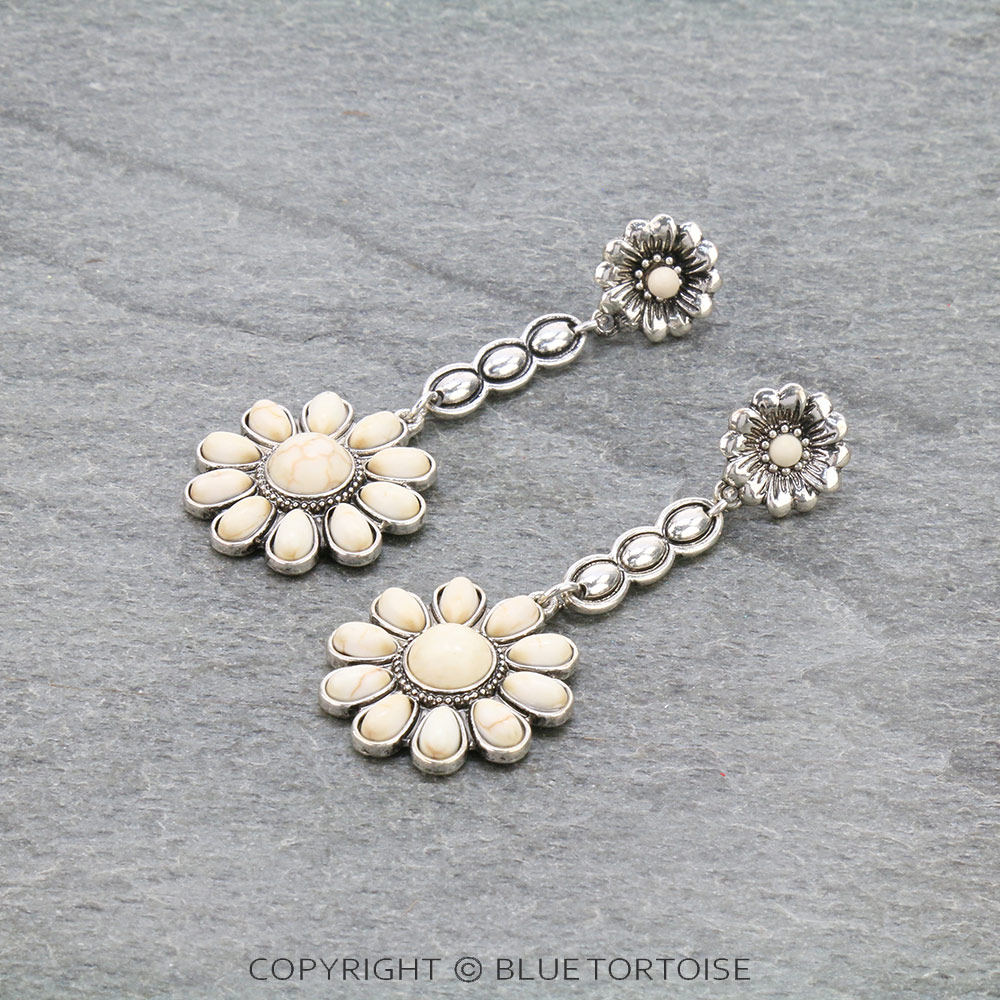 Western Flower Stone Stud Earrings