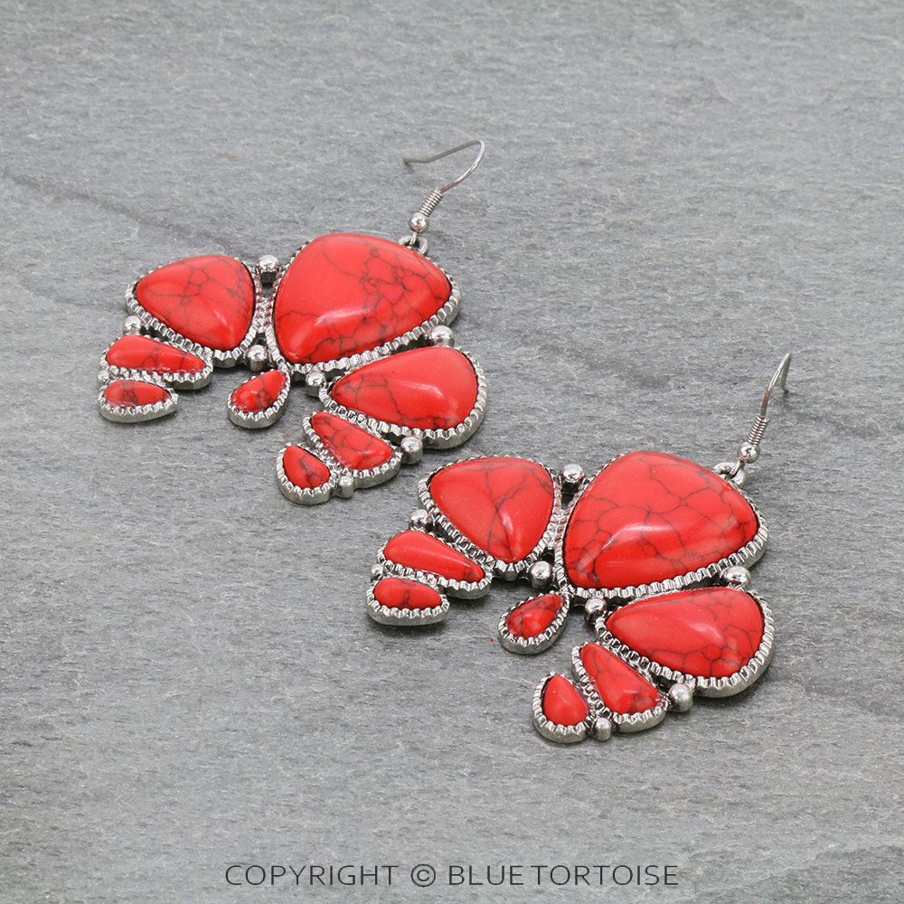 Squash Blossom Stone Dangle Earrings
