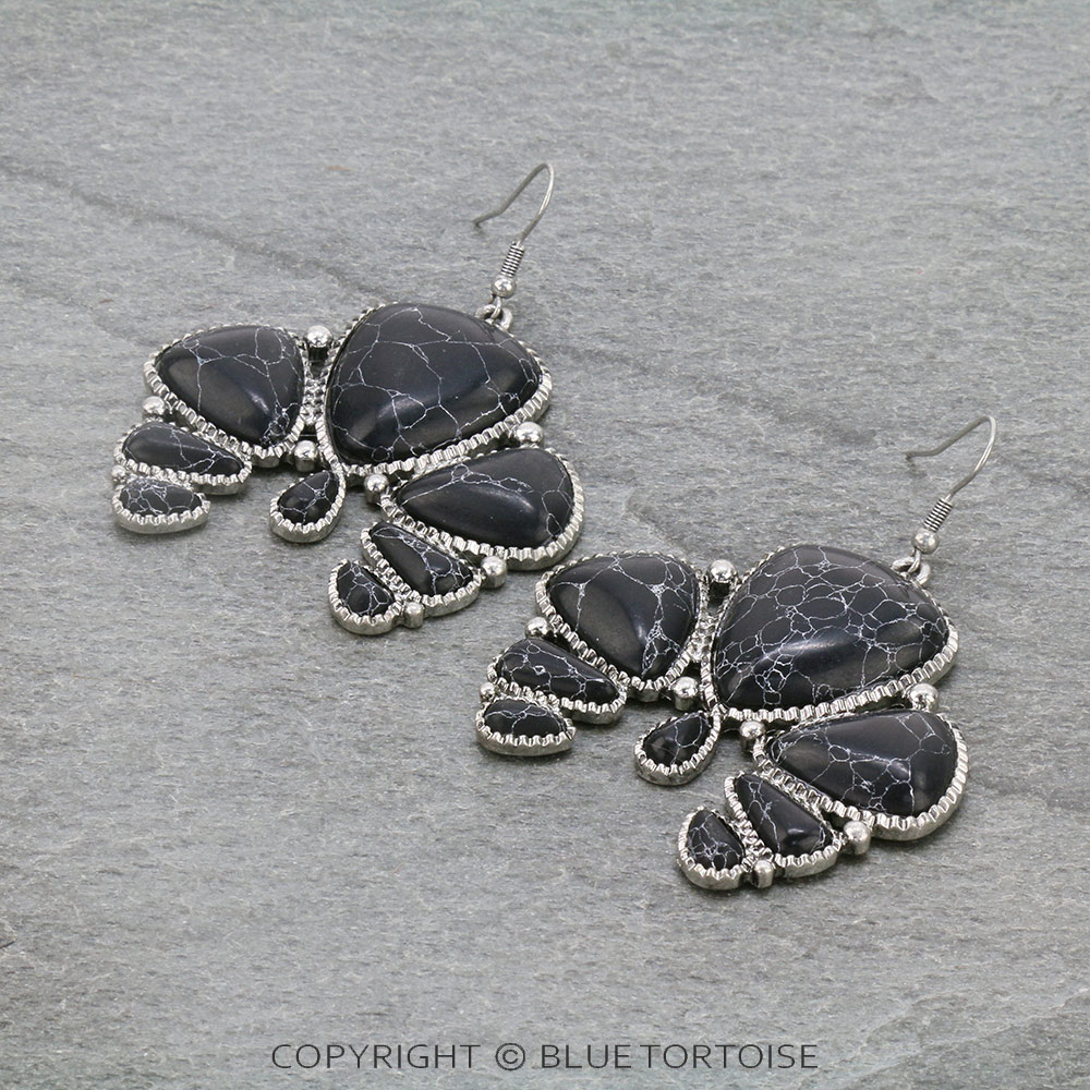 Squash Blossom Stone Dangle Earrings