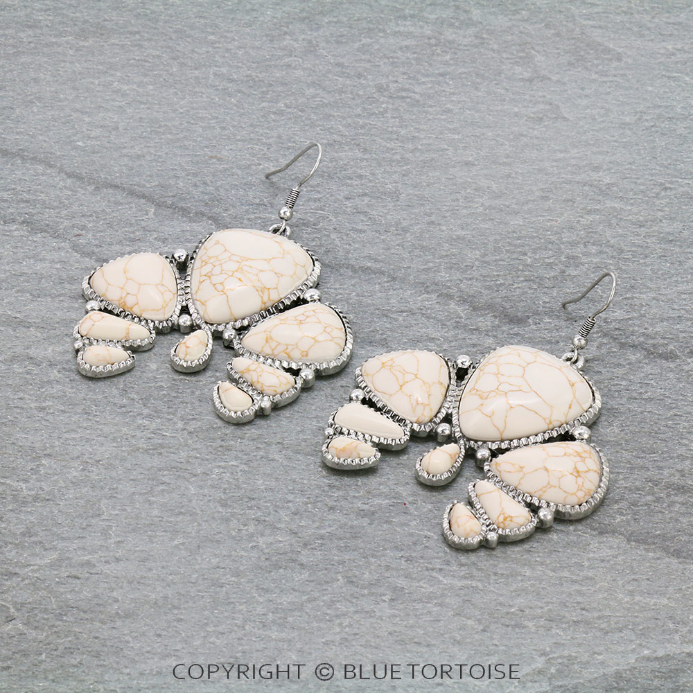 Squash Blossom Stone Dangle Earrings