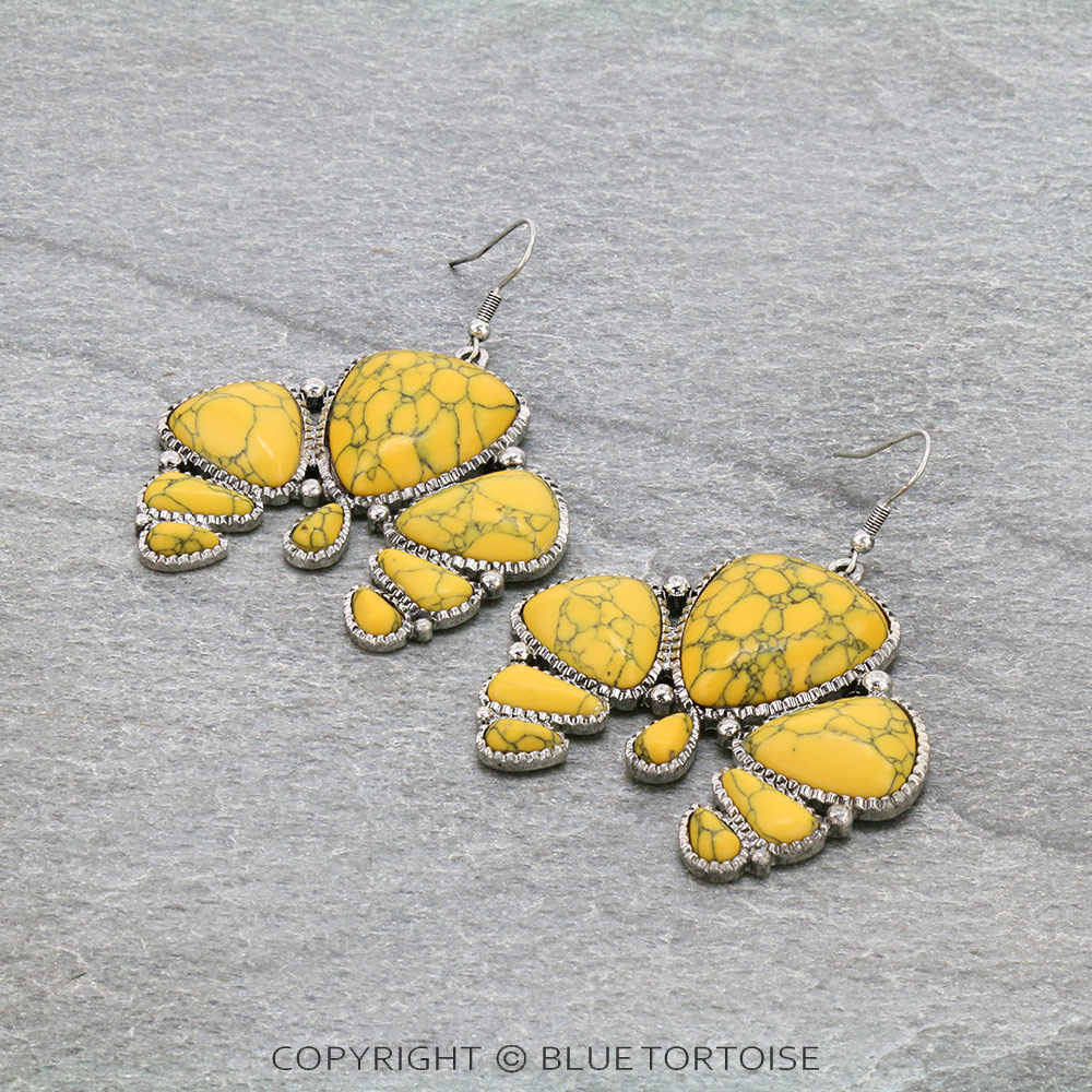 Squash Blossom Stone Dangle Earrings