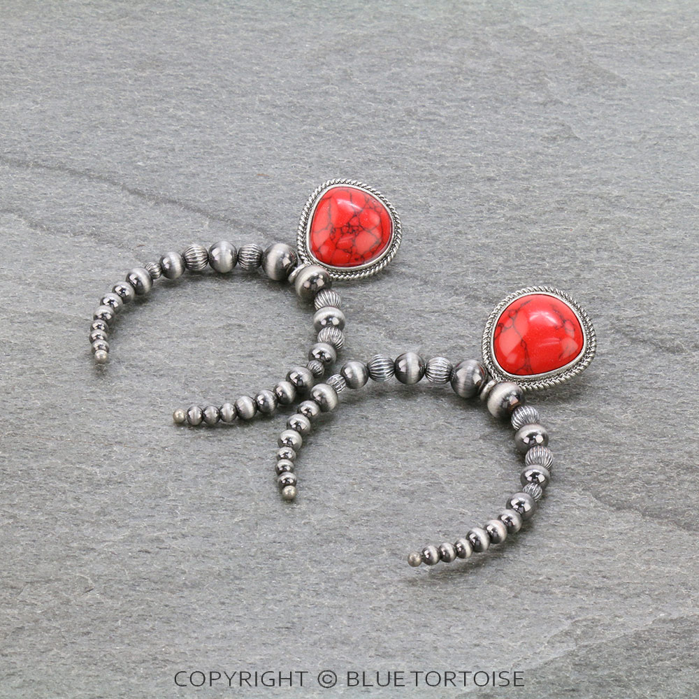 Navajo Style Pearl Squash Blossom Stud Earrings