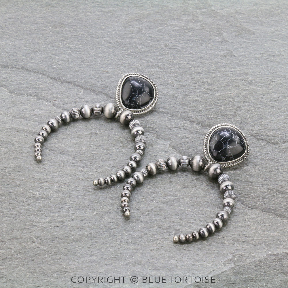 Navajo Style Pearl Squash Blossom Stud Earrings