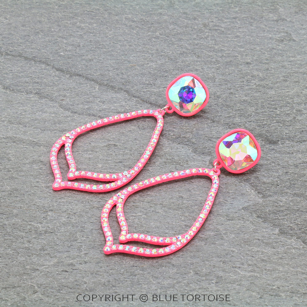 Teardrop with Glass Stone Stud Earrings
