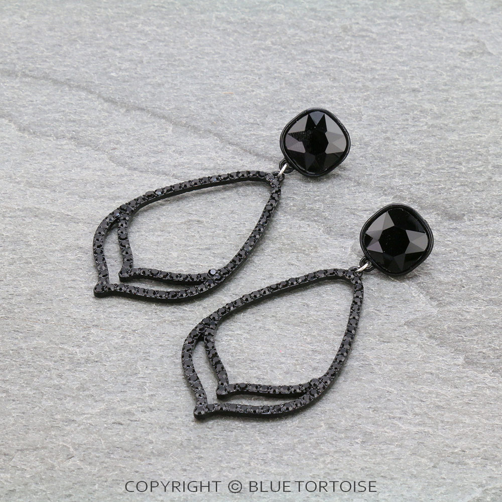 Teardrop with Glass Stone Stud Earrings
