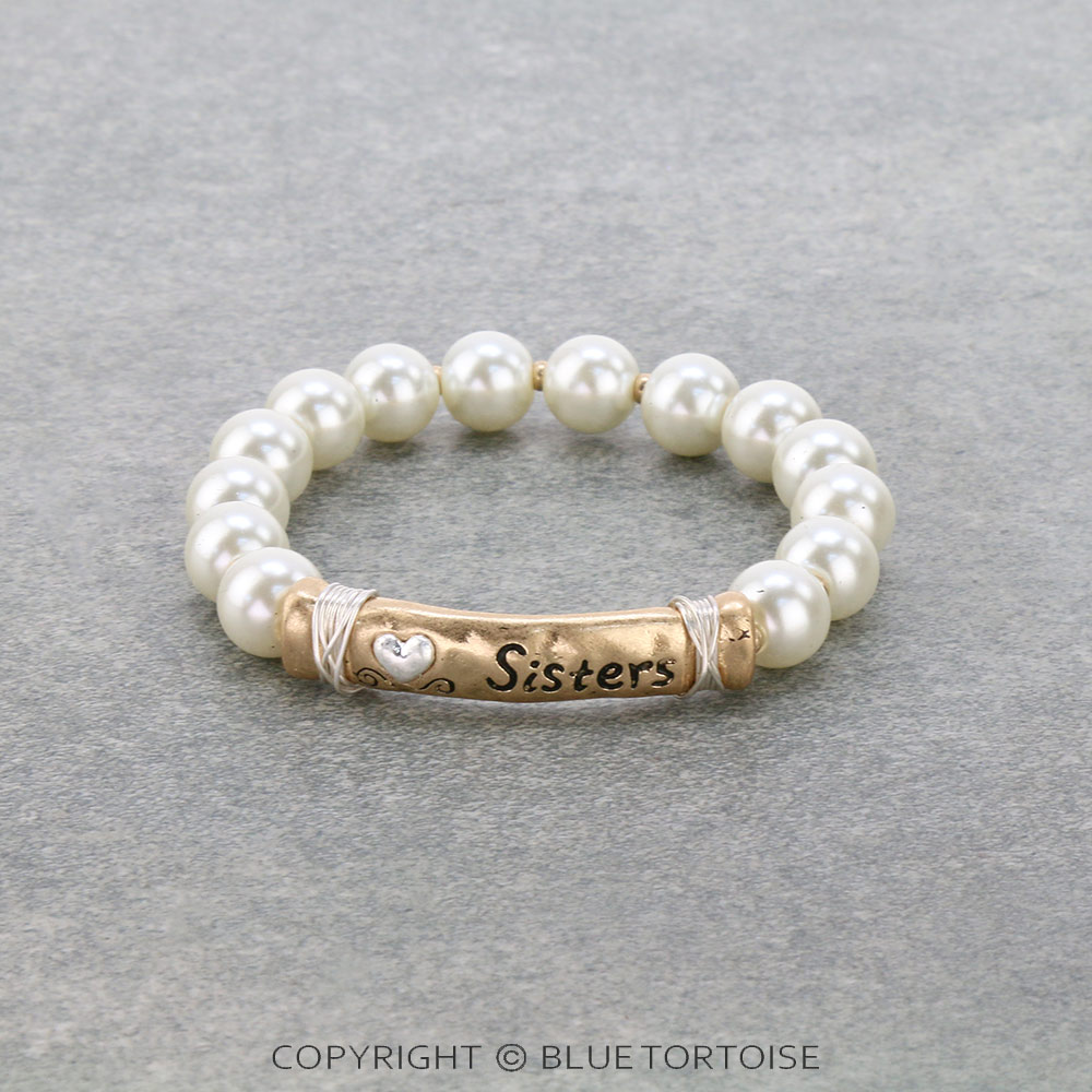 "Sisters" Pearl Stretch Bracelet