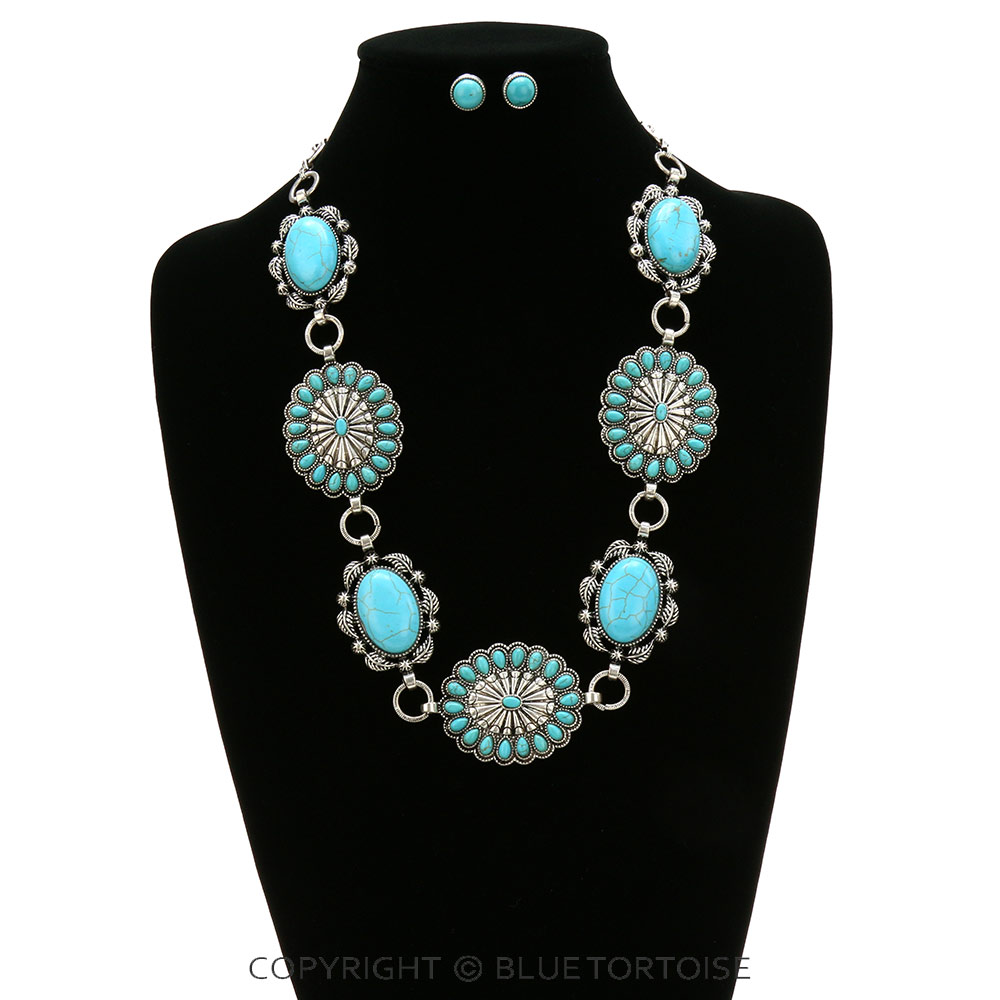 Western Concho Statement Necklace Set - Image 2