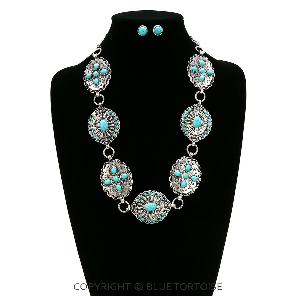 Western Concho Statement Necklace Set - Image 2