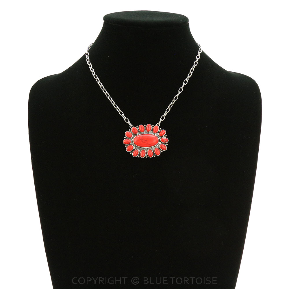 Western Concho Pendant Chain Necklace - Image 2