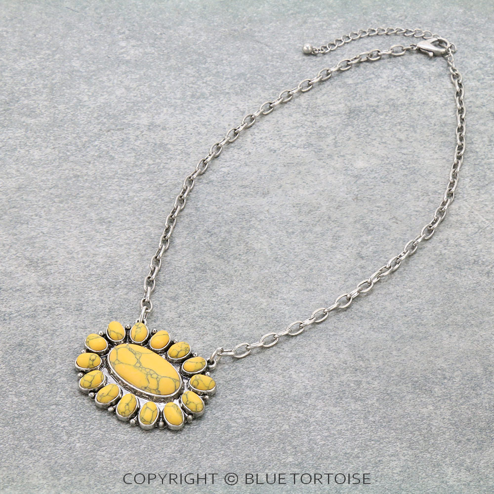 Western Concho Pendant Chain Necklace