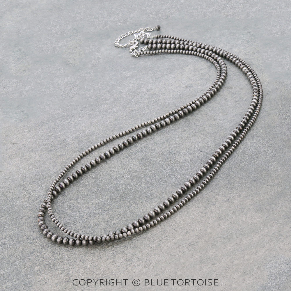 34" Long, Tiny 4mm & 6mm Navajo Style Pearl Necklace - Image 3