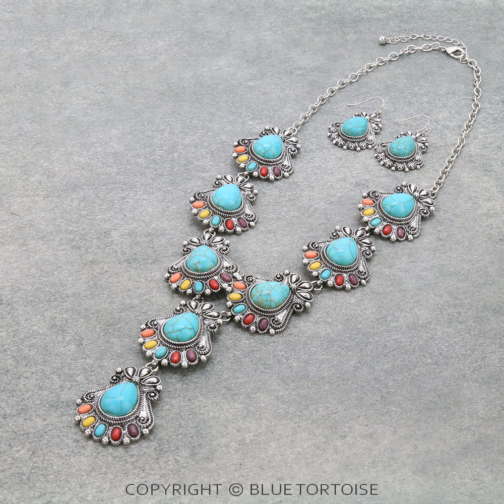 Western Semi Stone Y Necklace Set