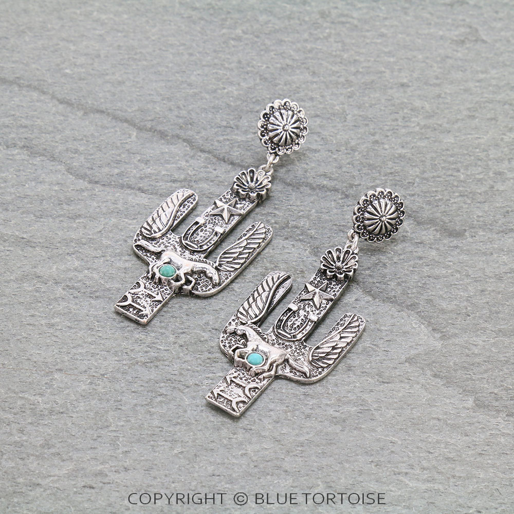 Western Cactus Stud Earrings