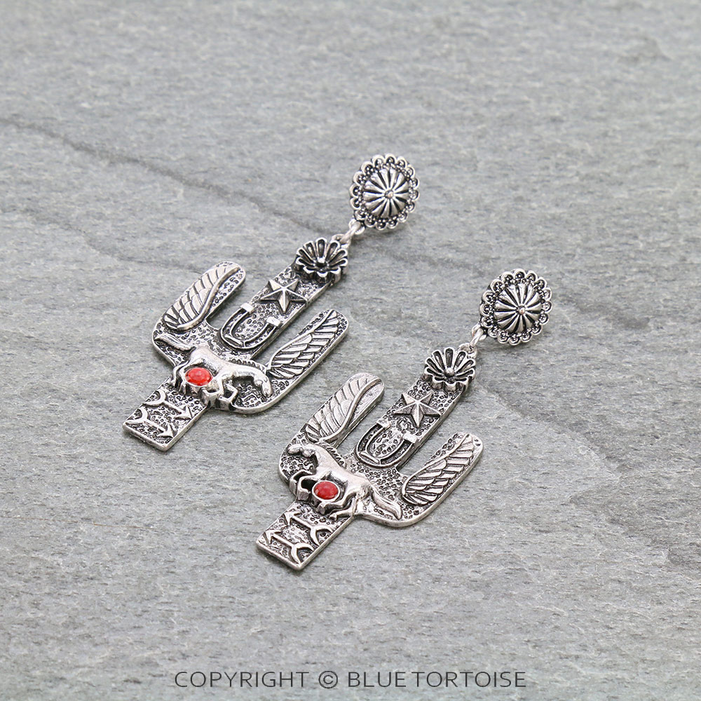 Western Cactus Stud Earrings