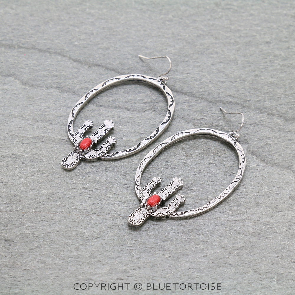 Western Cactus Dangle Earrings