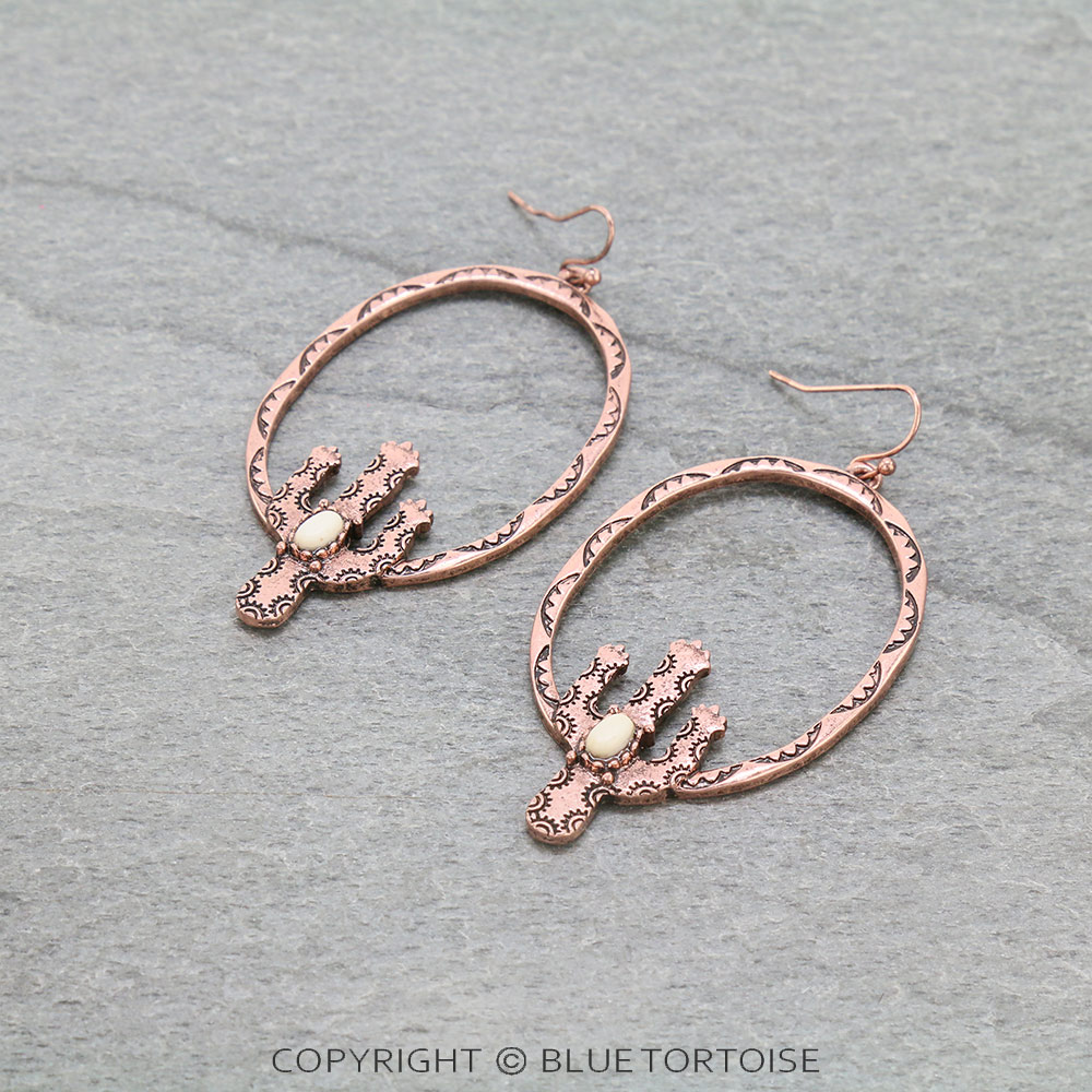 Western Cactus Dangle Earrings
