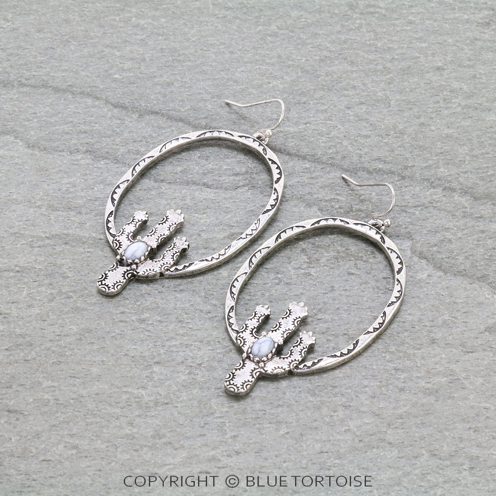 Western Cactus Dangle Earrings