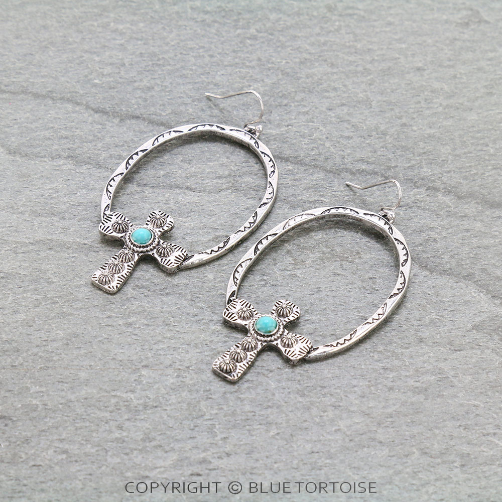 Western Cross Dangle Earrings