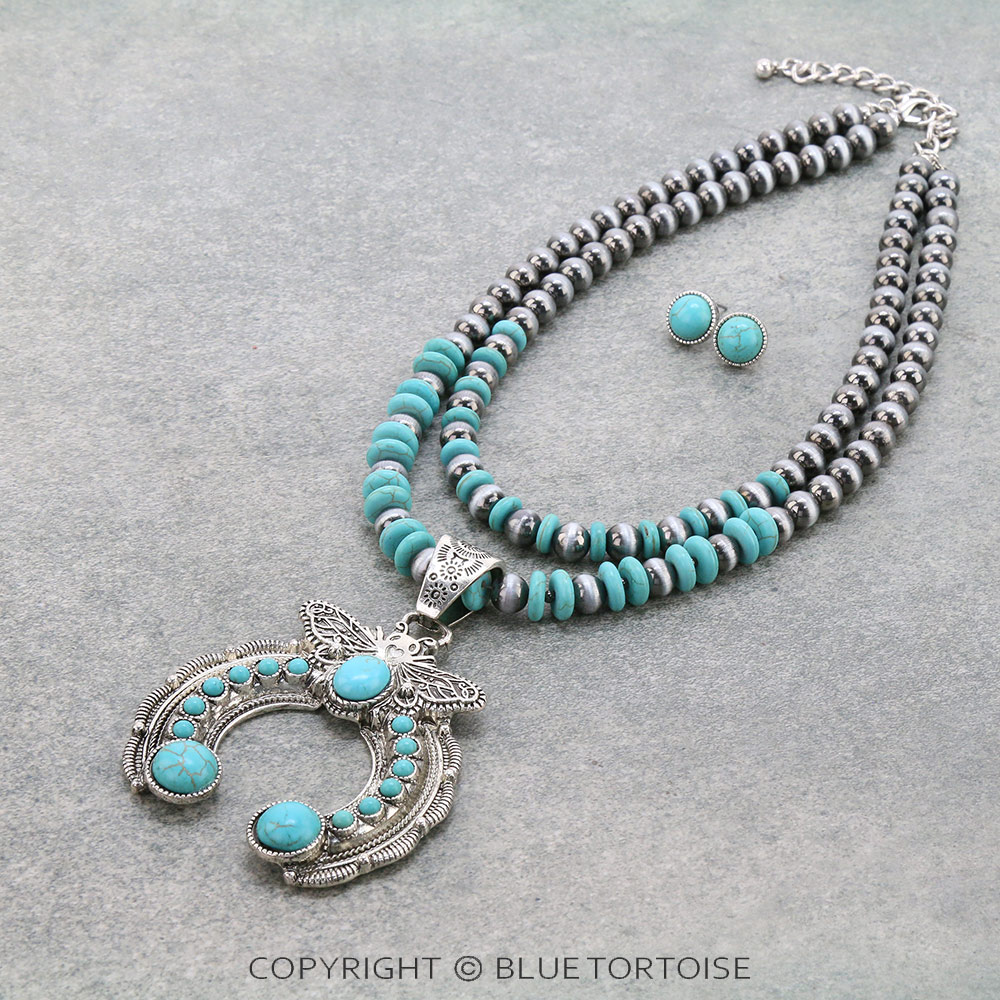 Western Squash Blossom Pendant Necklace Set