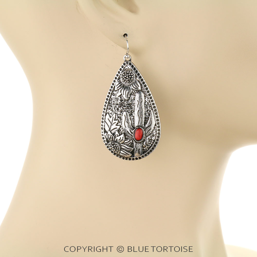 Western Cactus Dangle Earrings - Image 2