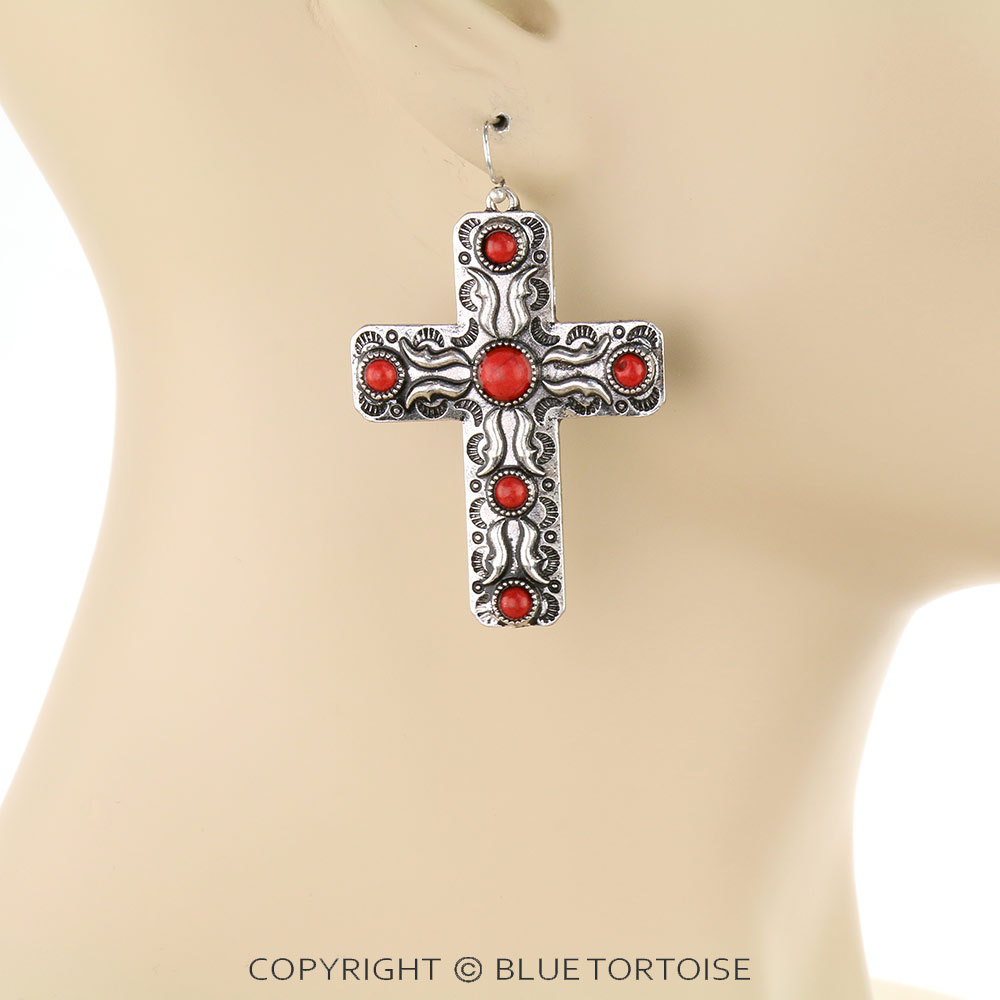 Western Cross Dangle Earrings - Image 2