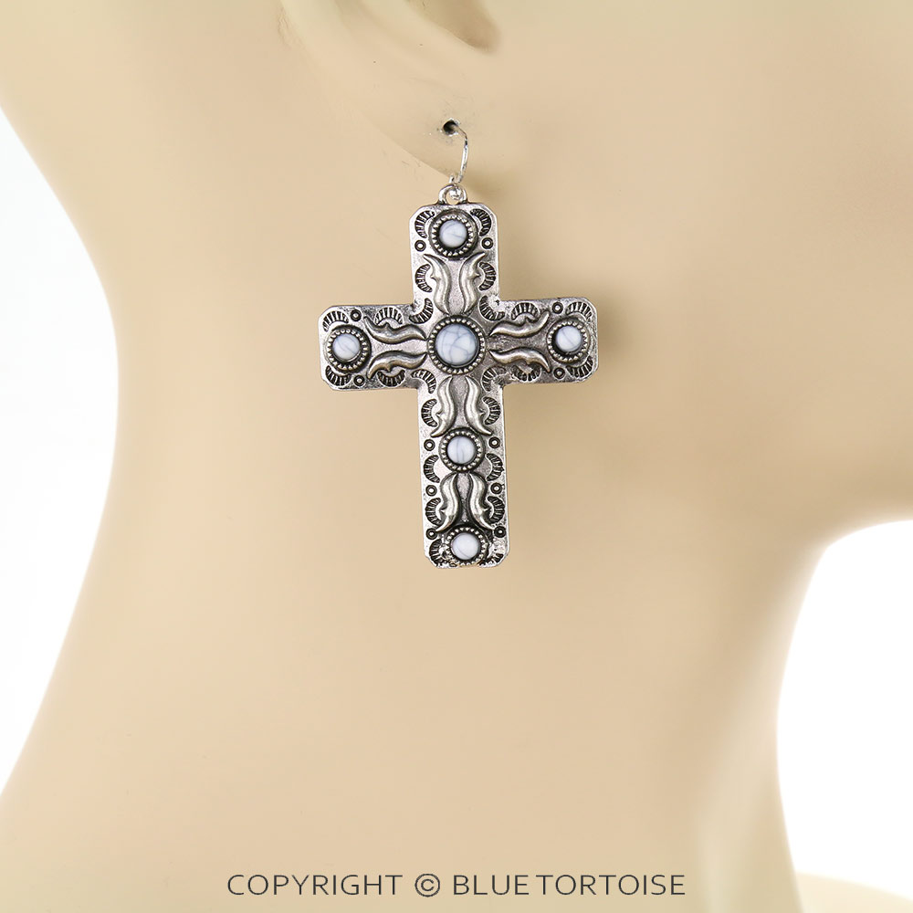 Western Cross Dangle Earrings - Image 2
