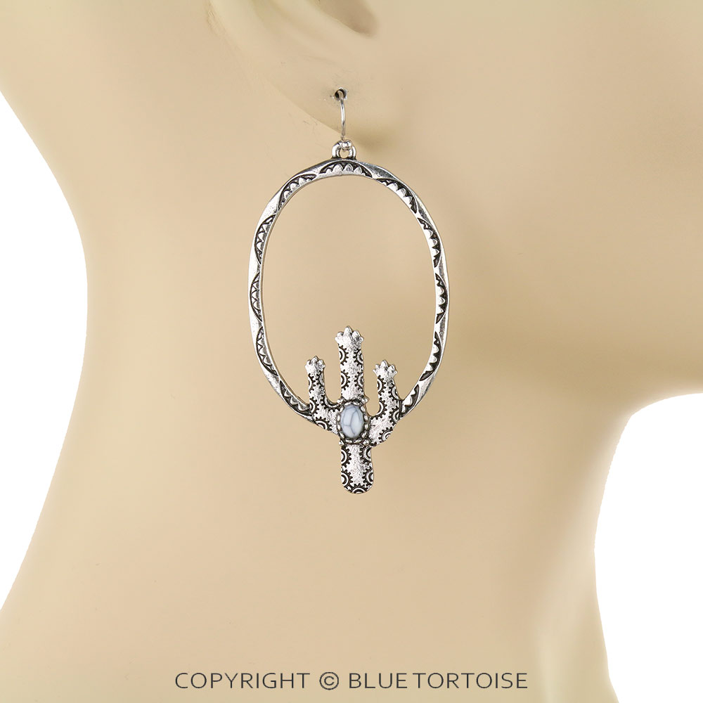 Western Cactus Dangle Earrings - Image 2