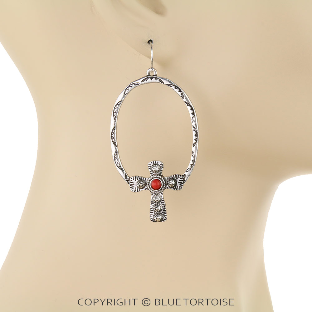 Western Cross Dangle Earrings - Image 2