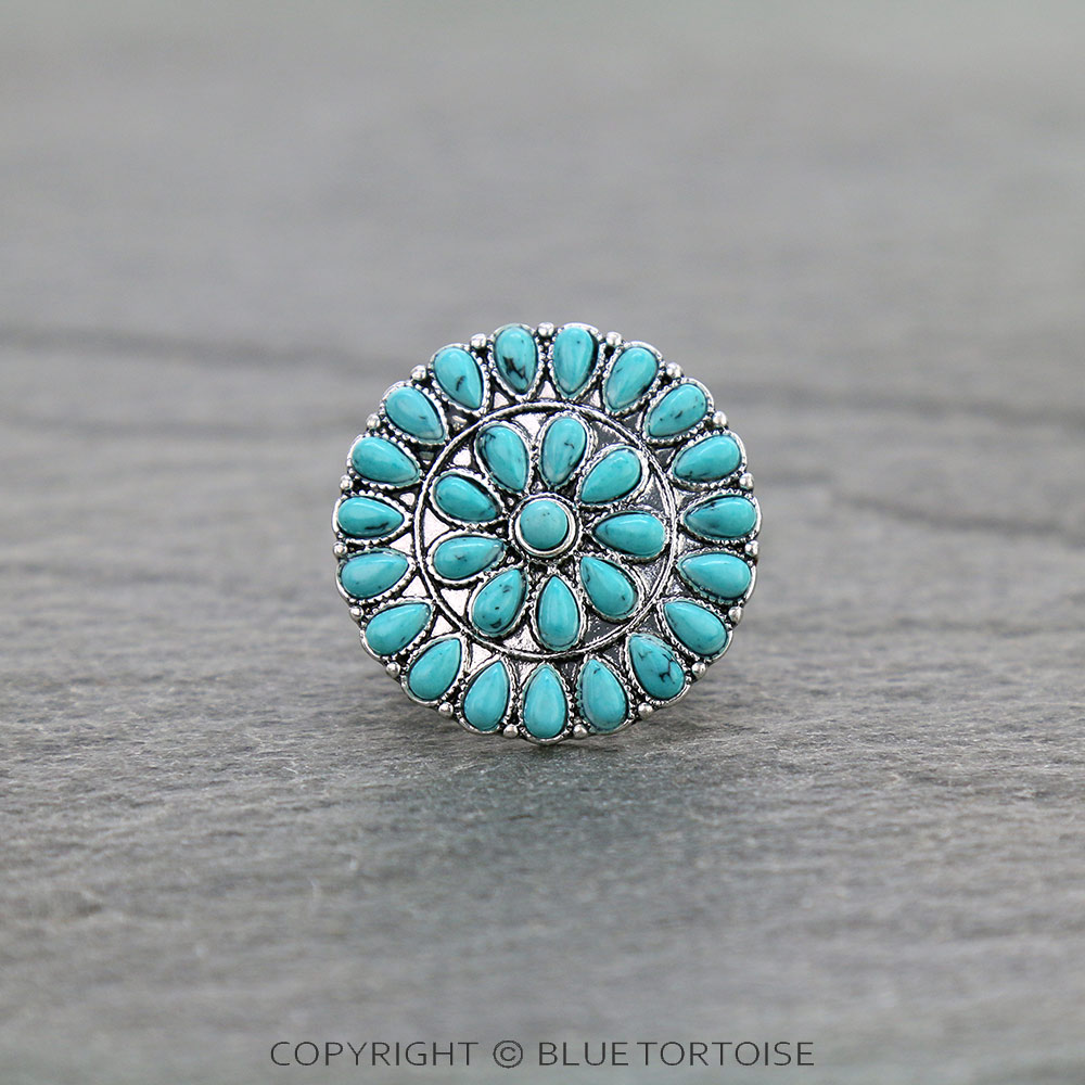 Western Concho Stone Stretch Ring