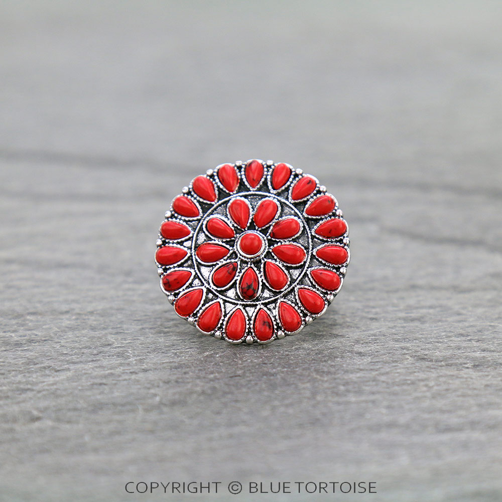 Western Concho Stone Stretch Ring